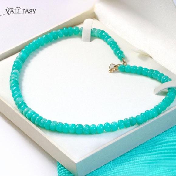 Valltasy Amazonite Necklace in 14K Solid Gold - Picture 11 of 12